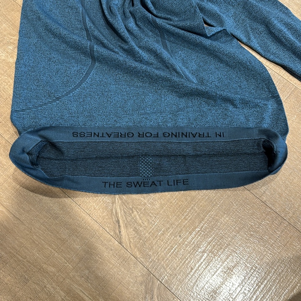 Lululemon Swiftly Tech Long Sleeve Crew Black / Desert Teal Size 10 - Picture 12 of 14